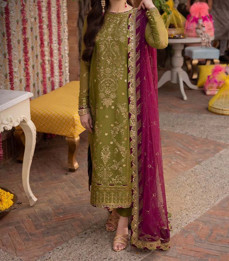 Asim Jofa Embroidered Chiffon 3-Piece with Net Dupatta & Silk Trouser Unstitched AJMJ5416