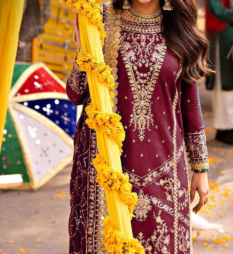 Asim Jofa Embroidered Chiffon 3-Piece with Dupatta & Malai Trouser Unstitched AJ531351 - Image 2
