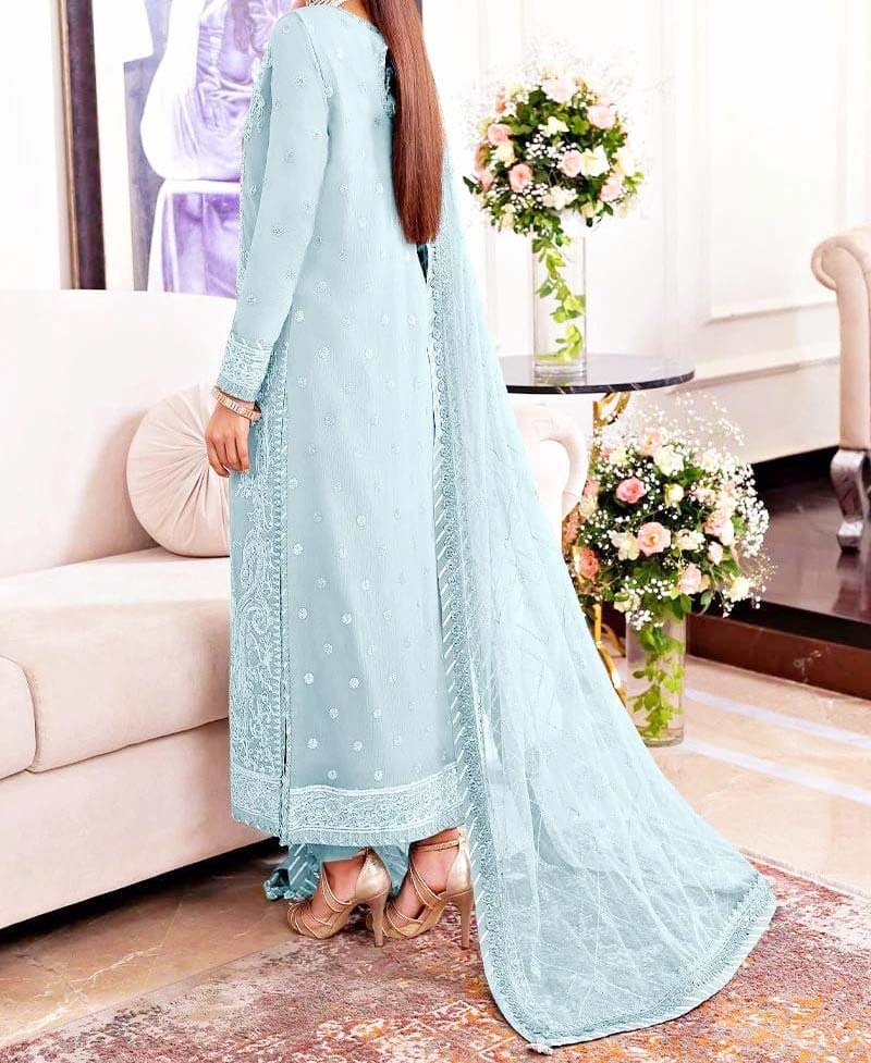 Asim Jofa Unstitched Chiffon Heavy Embroidered Dress With NET Embroidered Dupatta - AJ658 - Image 2