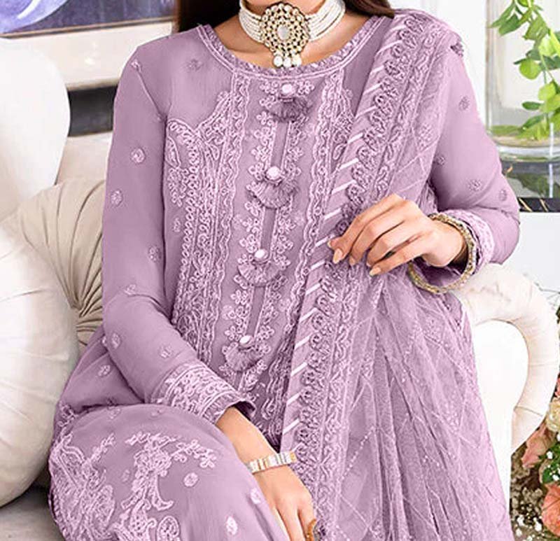 Asim Jofa Unstitched Chiffon Heavy Embroidered Dress With NET Embroidered Dupatta - AJ35435 - Image 2