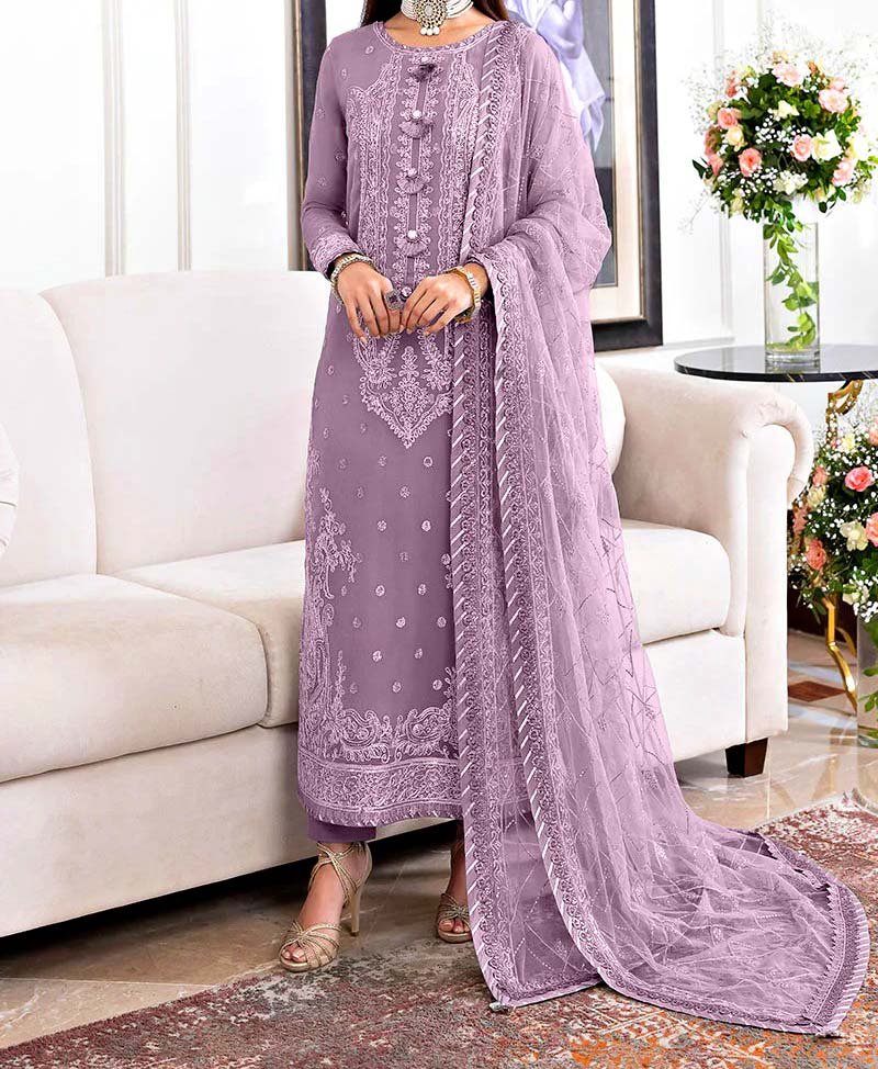 Asim Jofa Unstitched Chiffon Heavy Embroidered Dress With NET Embroidered Dupatta - AJ35435