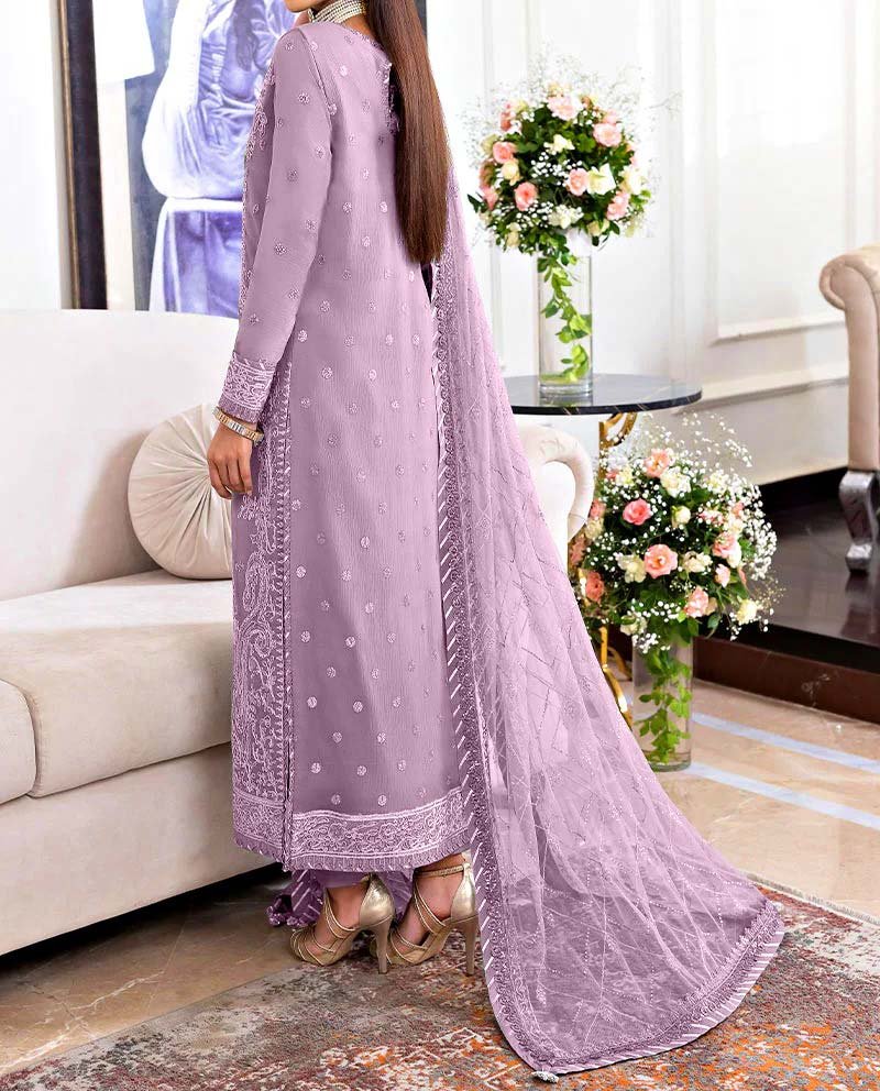 Asim Jofa Unstitched Chiffon Heavy Embroidered Dress With NET Embroidered Dupatta - AJ35435 - Image 3