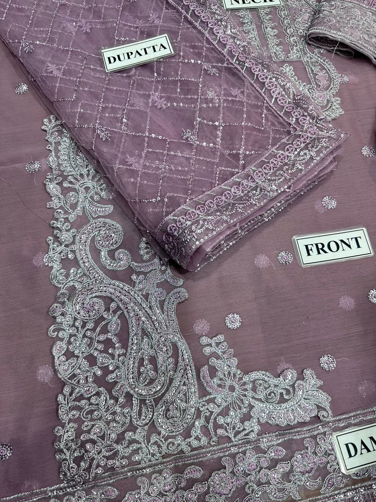 Asim Jofa Unstitched Chiffon Heavy Embroidered Dress With NET Embroidered Dupatta - AJ35435 - Image 5