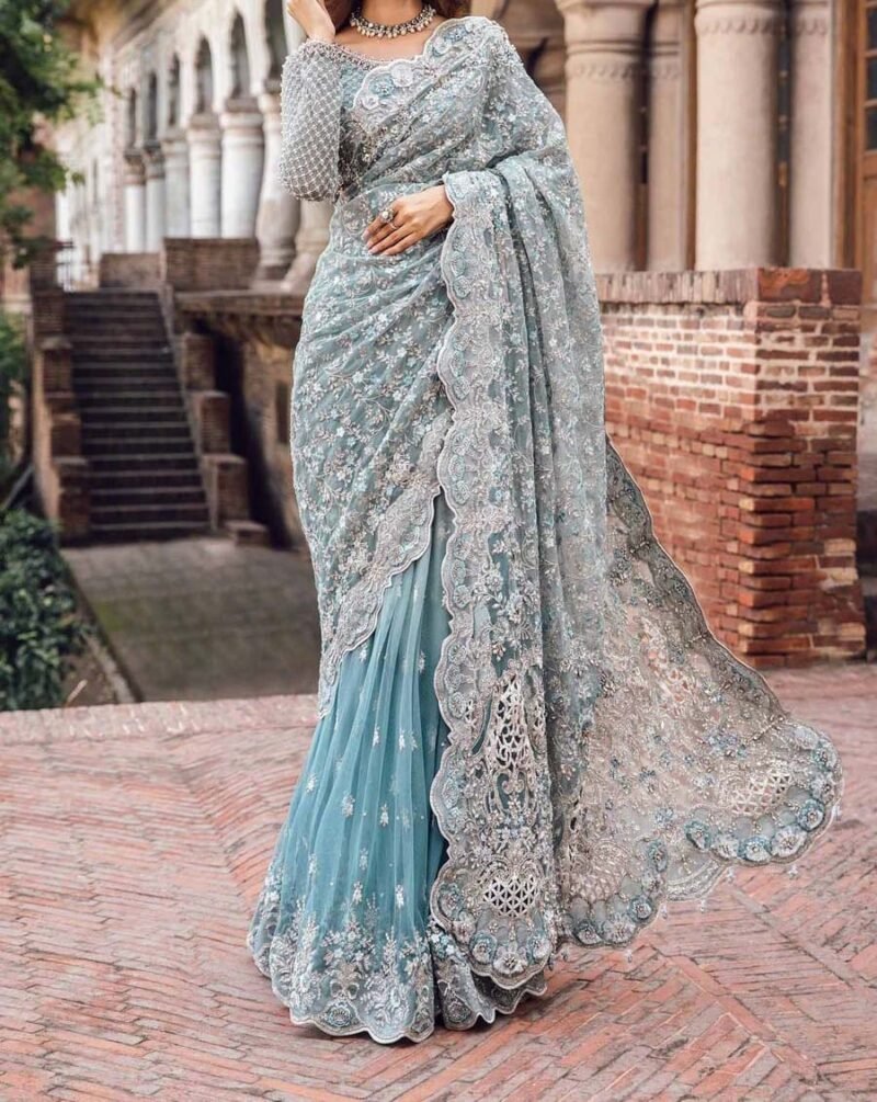 Maria b Mabel Net heavy embroidered Saree - MB89698 - Image 2