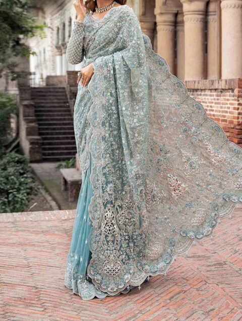 Maria b Mabel Net heavy embroidered Saree - MB89698