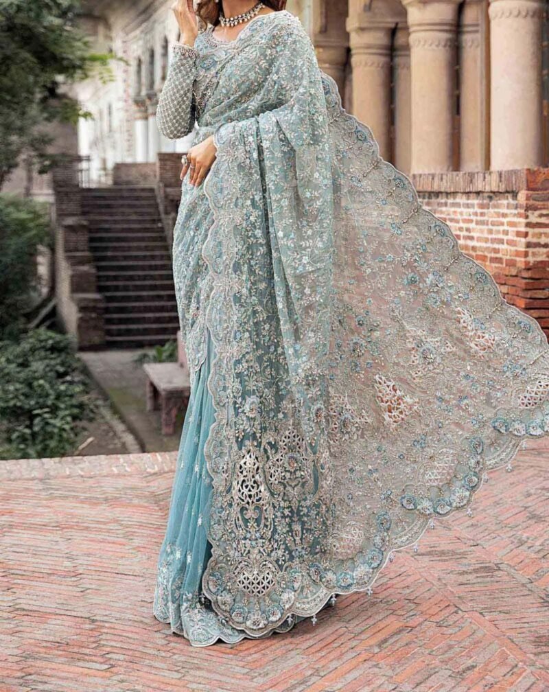Maria b Mabel Net heavy embroidered Saree - MB89698