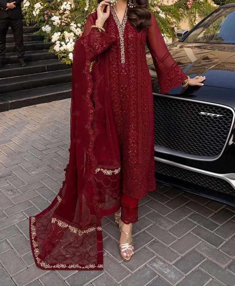 Azure Sequins Embroidered Chiffon 3 Piece Unstitched - AZ8443 - Image 5