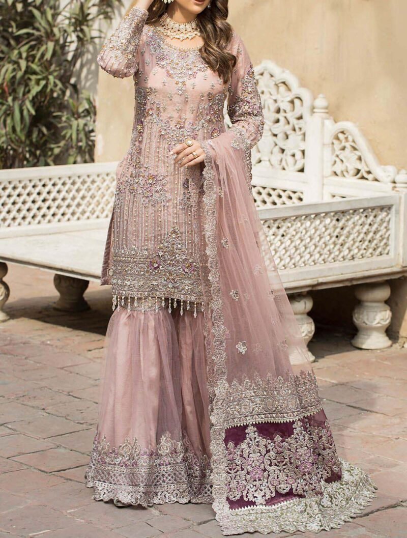 Imrozia Peach Gharara Collection Net Replica - 34451 - Image 3
