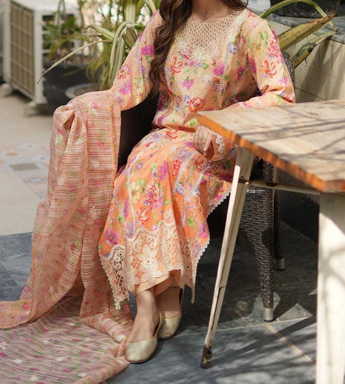 RajBari Printkari Embroidered Lawn Suit Unstitched 3 Piece - Image 2