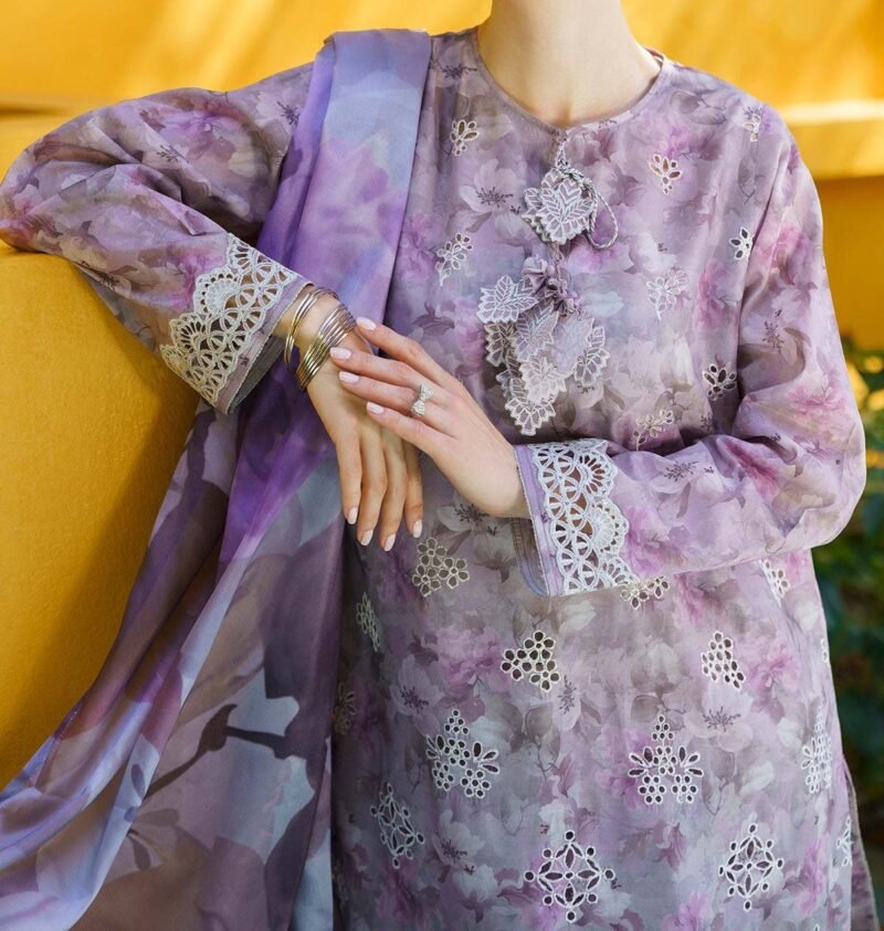 Baroque 3 PC Unstitched EMBROIDERED PRINTED LAWN - Image 2