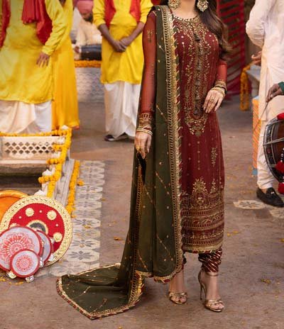 Asim Jofa chiffon embroidered & sequence unstiched 3pc - AJCD-22 - Image 2