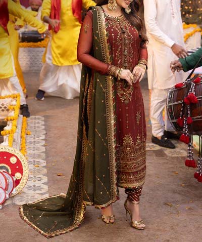 Asim Jofa chiffon embroidered & sequence unstiched 3pc - AJCD-22 - Image 3