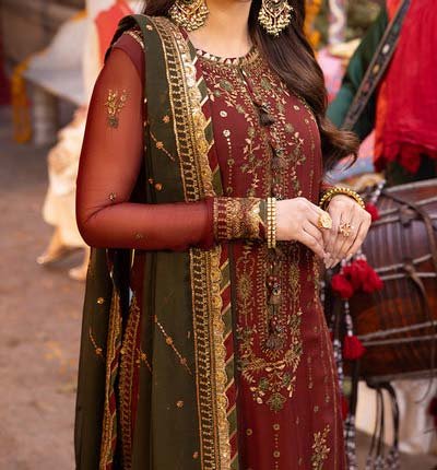 Asim Jofa chiffon embroidered & sequence unstiched 3pc - AJCD-22 - Image 4