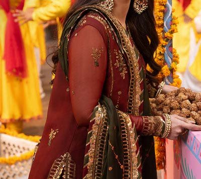 Asim Jofa chiffon embroidered & sequence unstiched 3pc - AJCD-22 - Image 9
