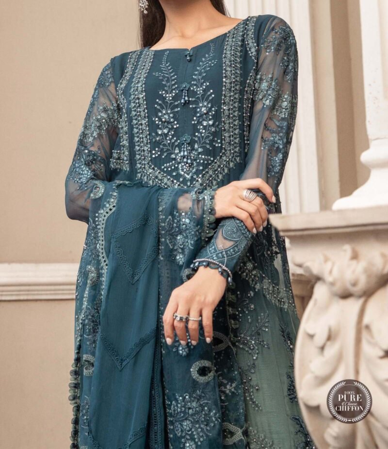 Maria B Heavy Embroided Unstitched Chiffon Suite | MPC-23-102 - Image 3