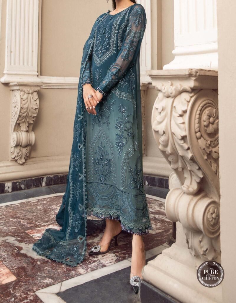 Maria B Heavy Embroided Unstitched Chiffon Suite | MPC-23-102 - Image 4