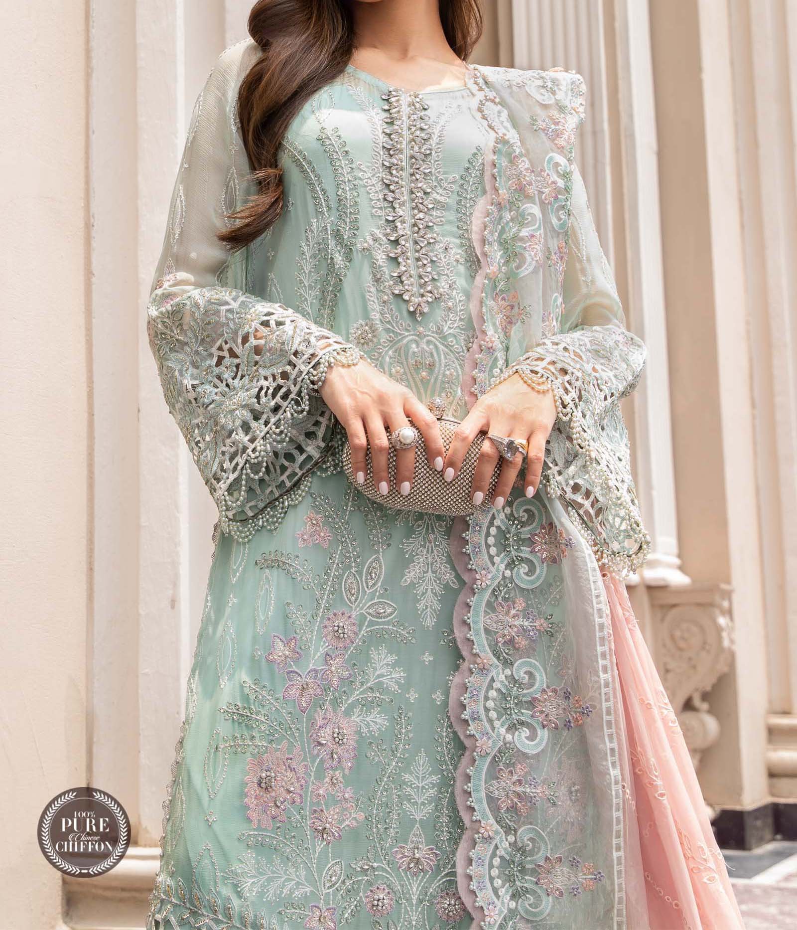 Maria B Unstitched Chiffon Suite 3pc | MPC-23-104 - Image 2