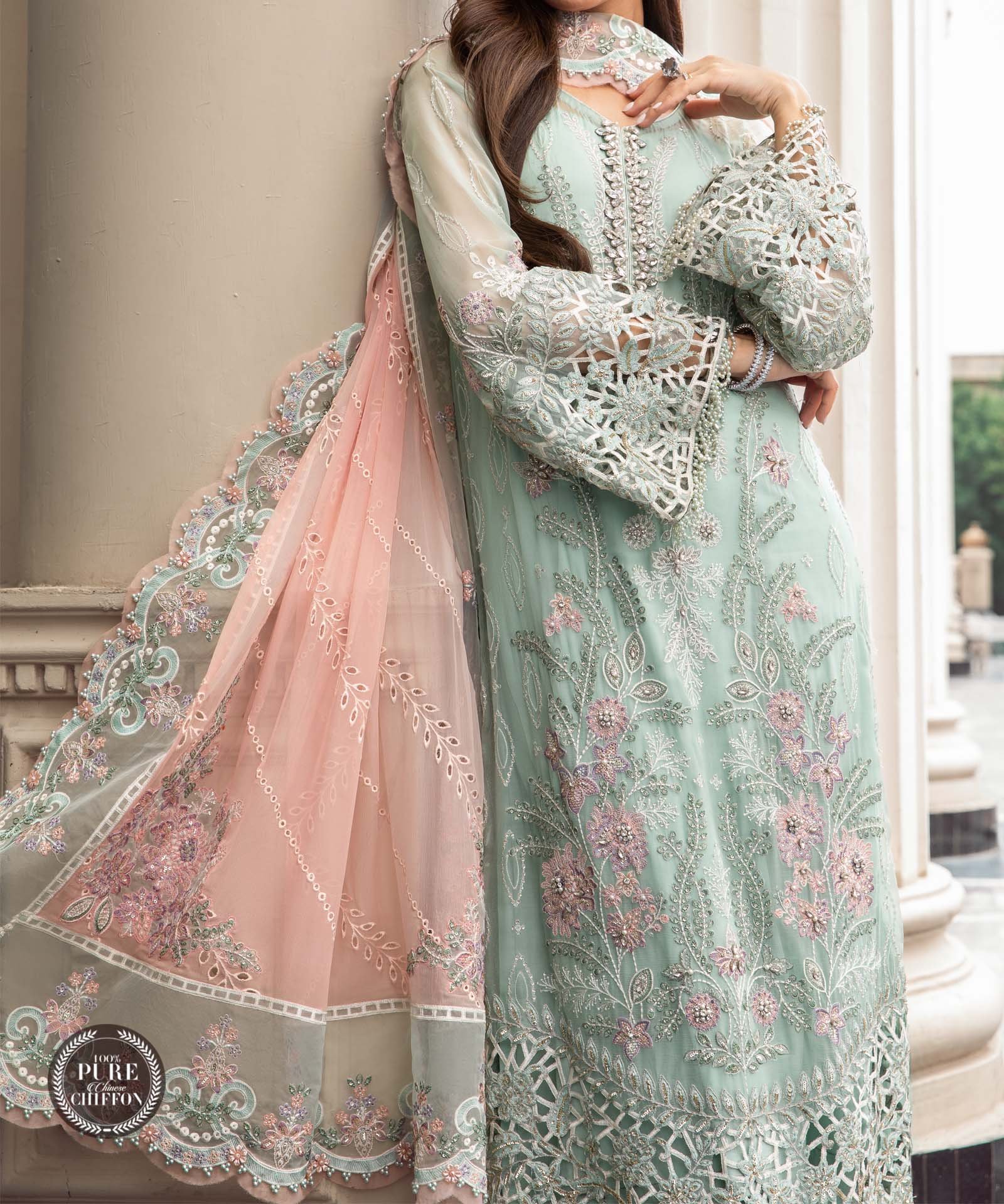 Maria B Unstitched Chiffon Suite 3pc | MPC-23-104 - Image 3