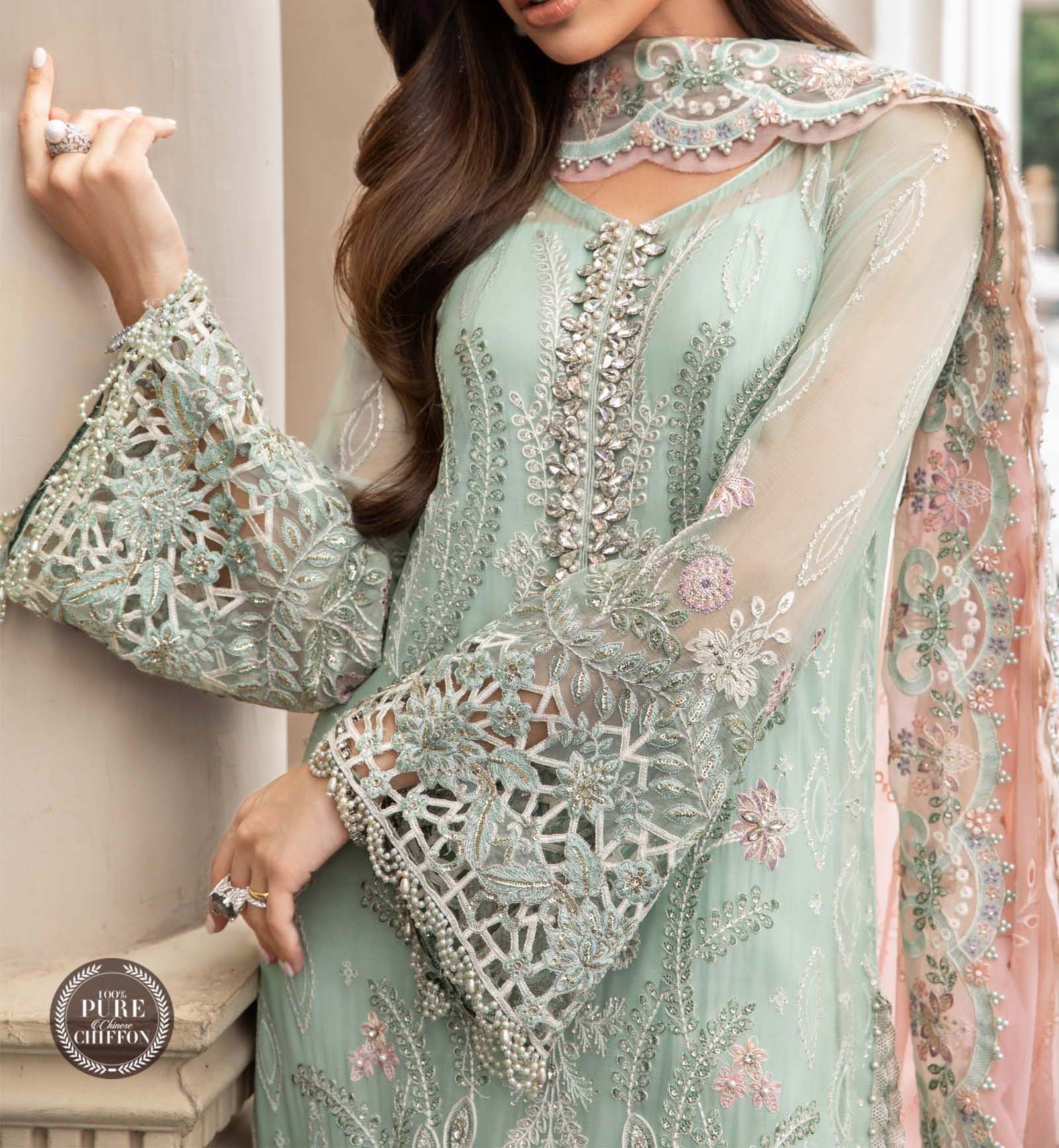 Maria B Unstitched Chiffon Suite 3pc | MPC-23-104 - Image 4