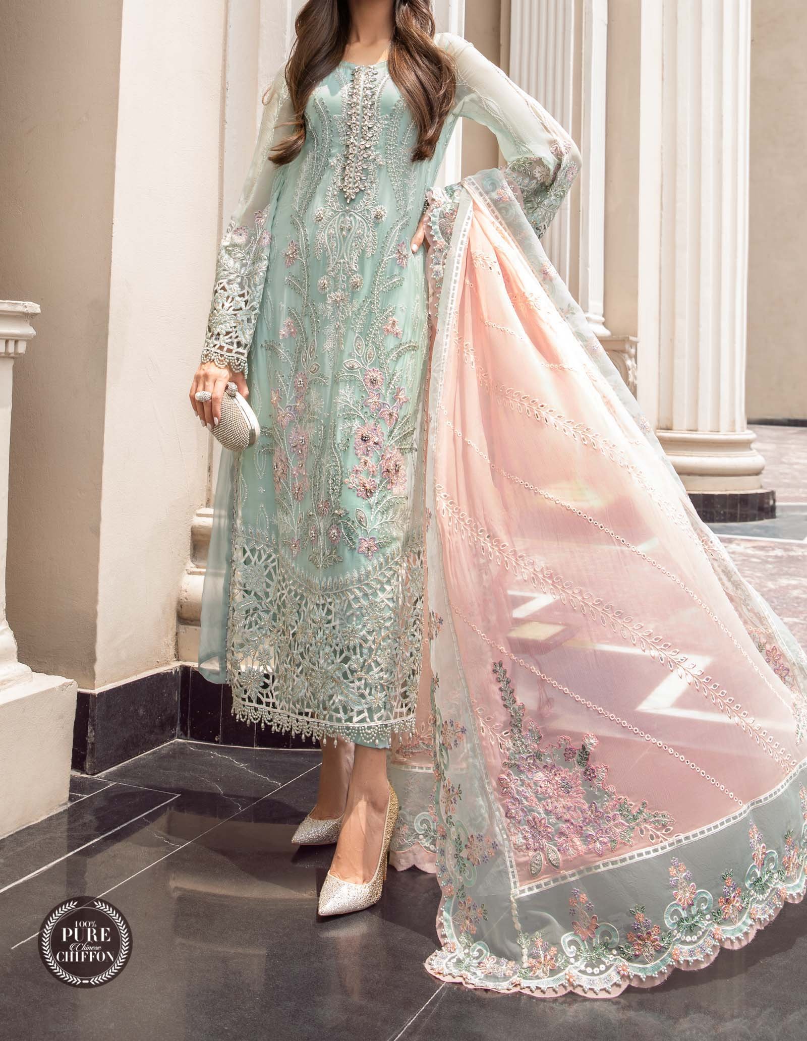 Maria B Unstitched Chiffon Suite 3pc | MPC-23-104 - Image 5