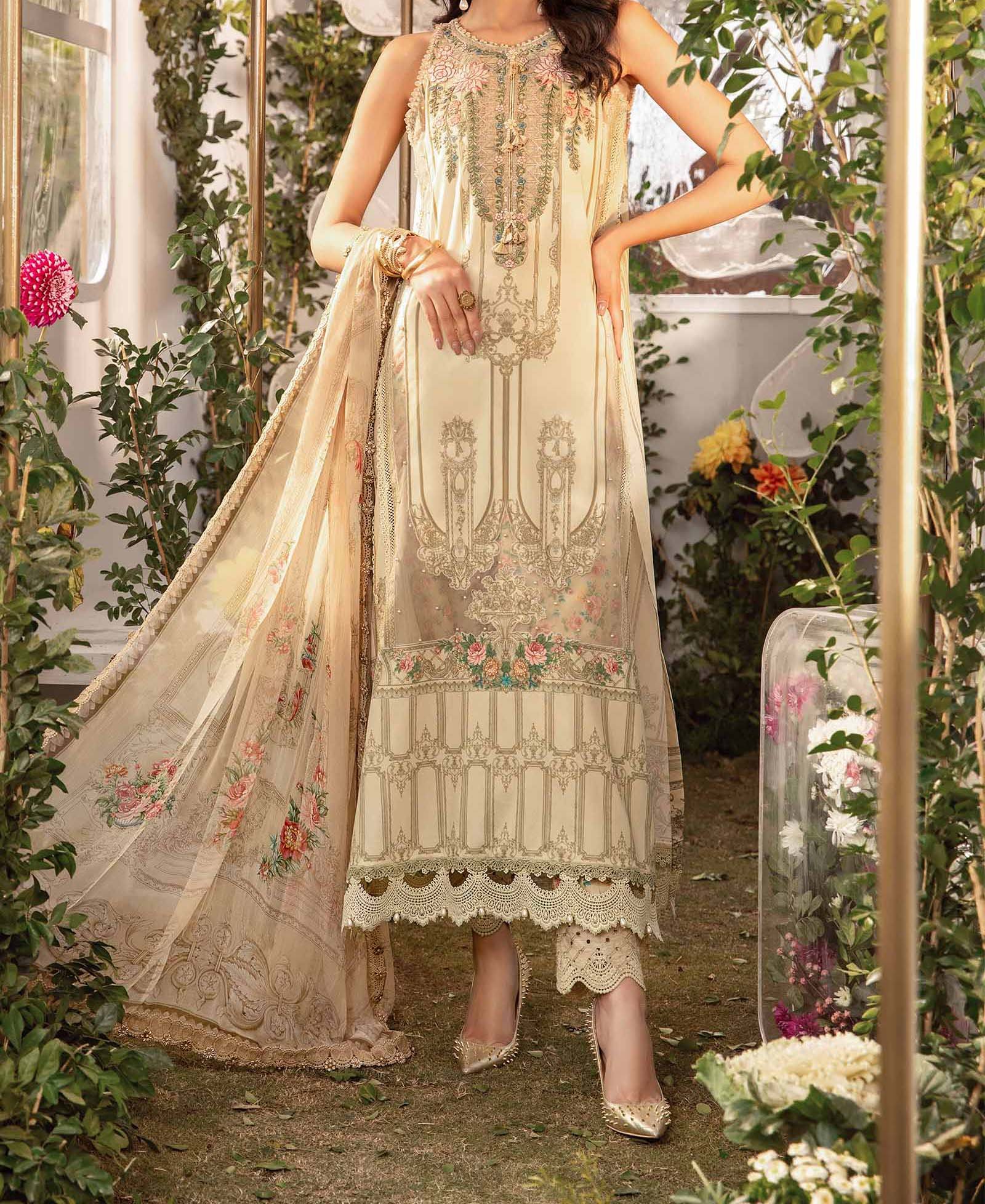 Maria B Embroidered Lawn 3 Piece Unstitched Suit