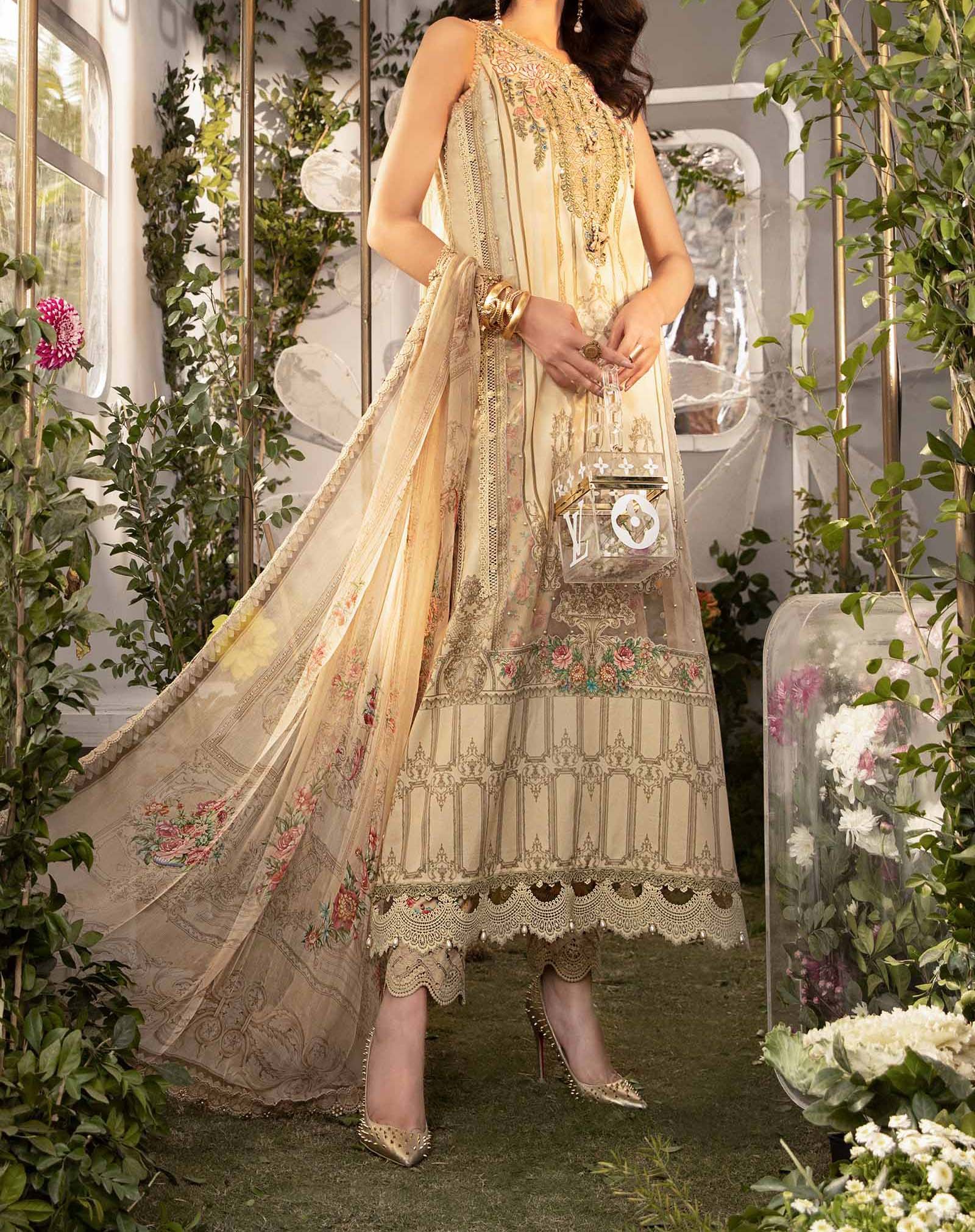 Maria B Embroidered Lawn 3 Piece Unstitched Suit - Image 4