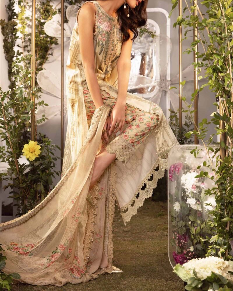 Maria B Embroidered Lawn 3 Piece Unstitched Suit - Image 5