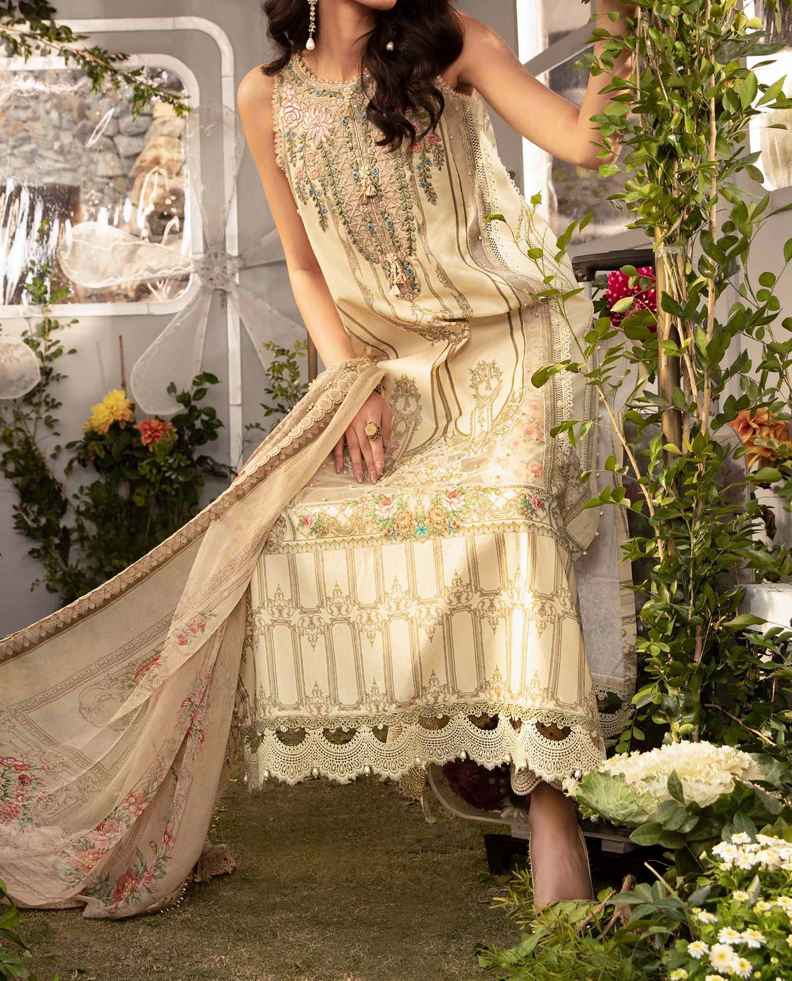 Maria B Embroidered Lawn 3 Piece Unstitched Suit - Image 6