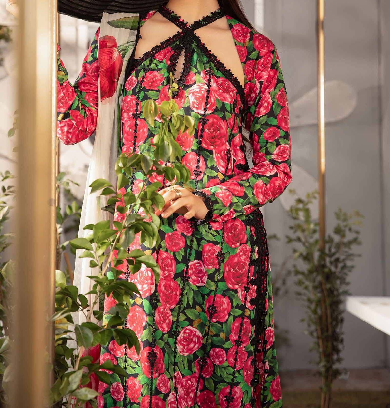Maria B Embroidered Lawn 3 Piece Unstitched Suit MBL-MPT-2106-B-24 - Image 2