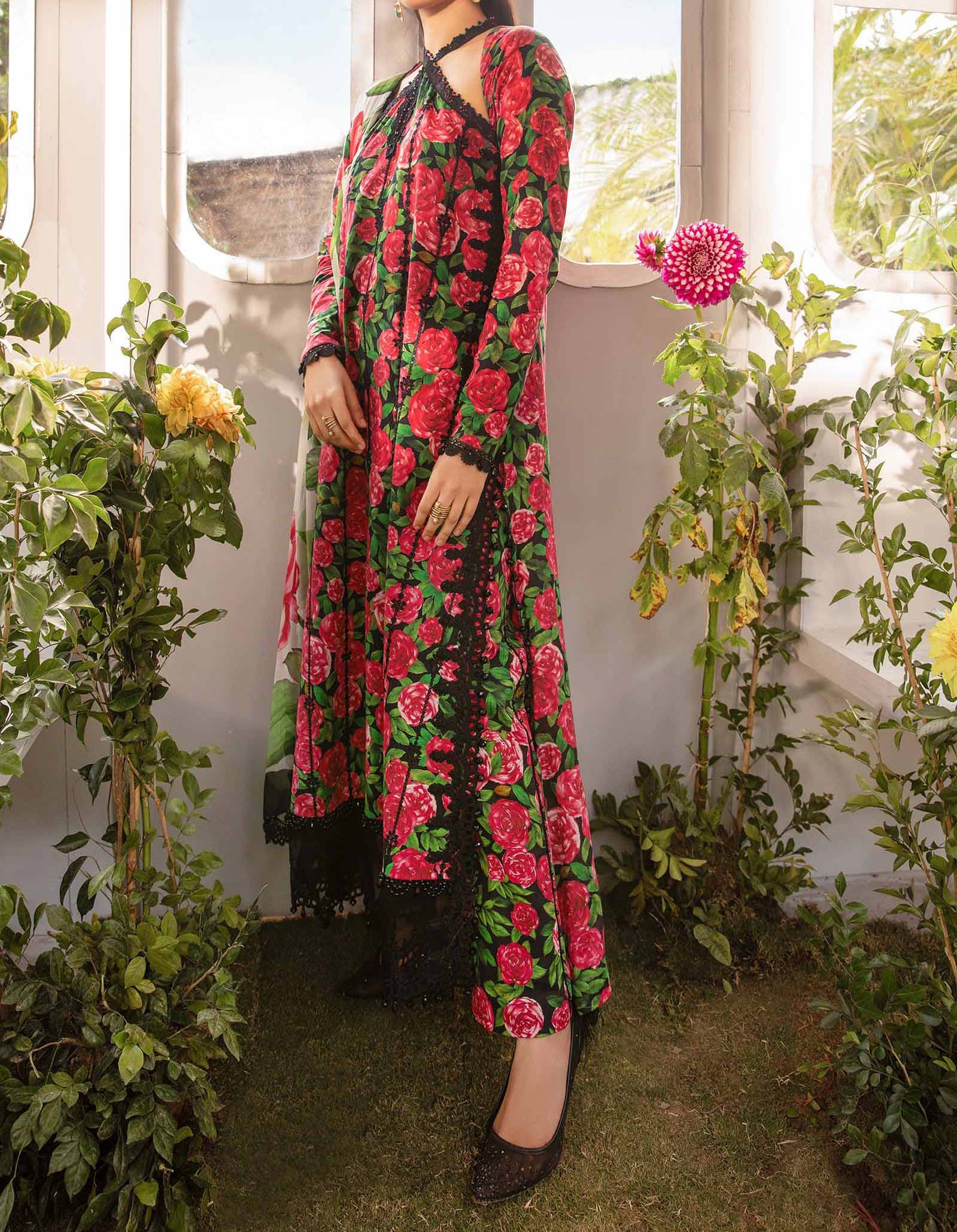 Maria B Embroidered Lawn 3 Piece Unstitched Suit MBL-MPT-2106-B-24 - Image 4