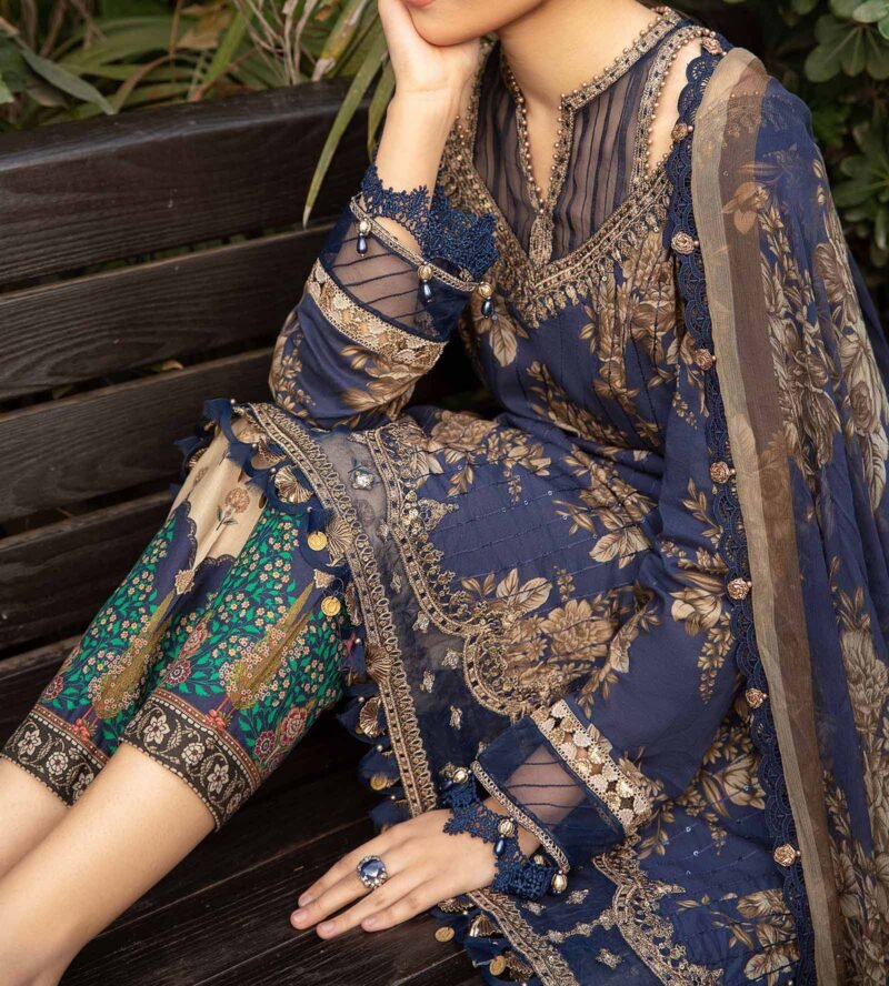 Maria B 3 PC Unstitched Printed Embroidered Lawn Dress - Image 2