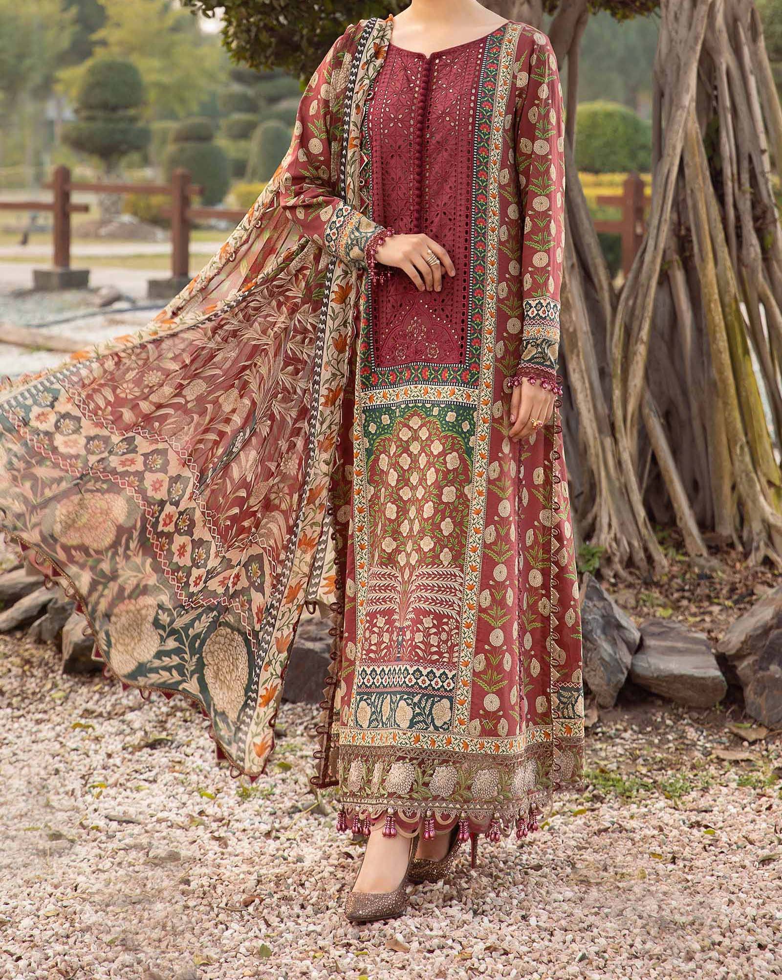 Maria B 3 PC Printed Embroidered Lawn