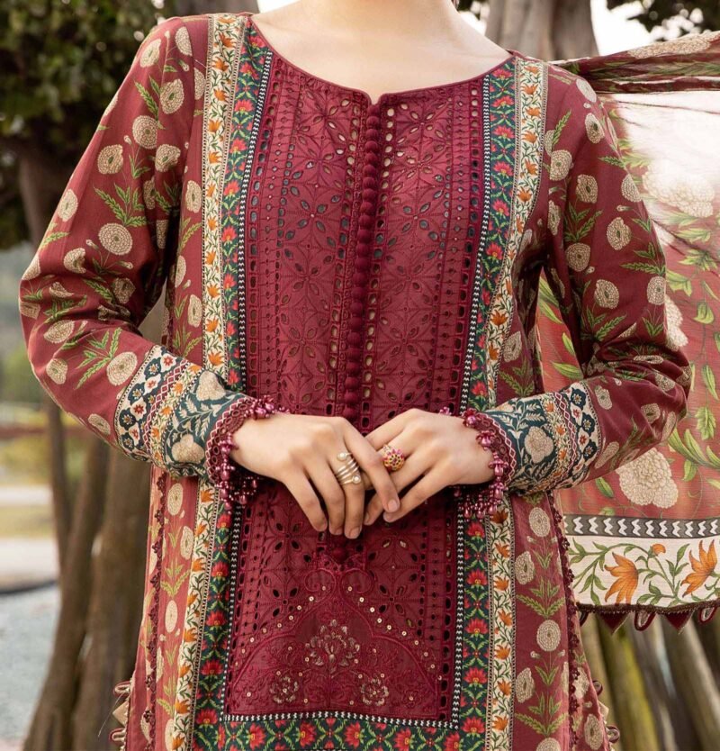 Maria B 3 PC Printed Embroidered Lawn - Image 2