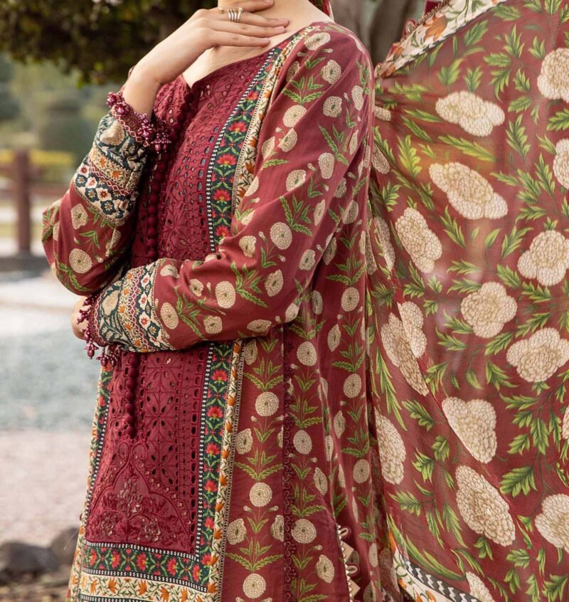 Maria B 3 PC Printed Embroidered Lawn - Image 3