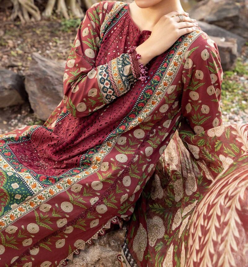 Maria B 3 PC Printed Embroidered Lawn - Image 4
