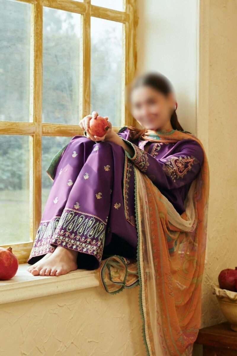 COCO ZARA SHAHJAHAN 3 PC Unstitched Lawn Suite - CZS101 - Image 5