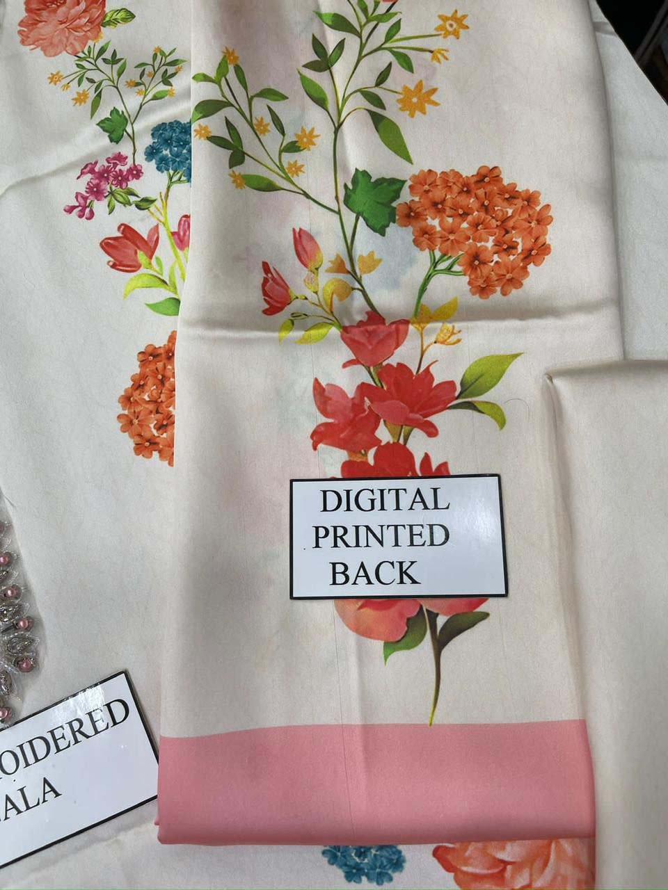 LULUSAR SILK 3PEC HEAVY EMBROIDERED STONE HAND WORK UNSTICHED L624642 - Image 5