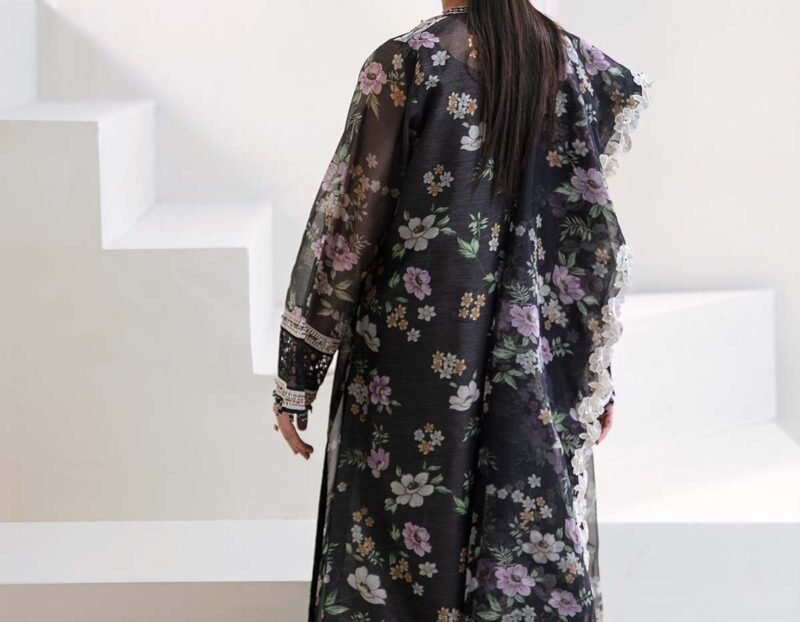 Baroque Cotton Net Embroidered 3-Piece with Organza Dupatta - BQ2228 - Image 2