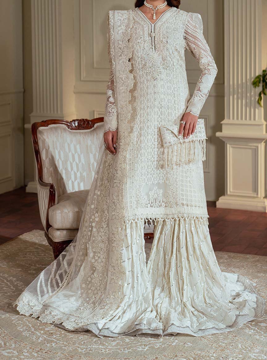 Baroque Embroidered Chiffon 3-Piece with Net Dupatta & Silk Trouser BQ324345