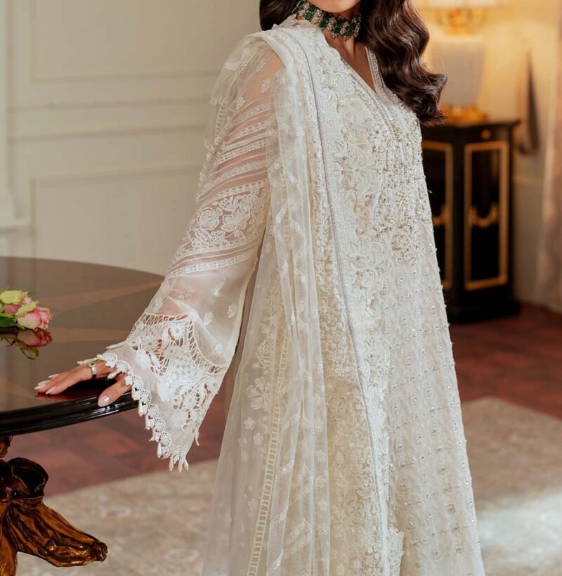 Baroque Embroidered Chiffon 3-Piece with Net Dupatta & Silk Trouser BQ324345 - Image 3