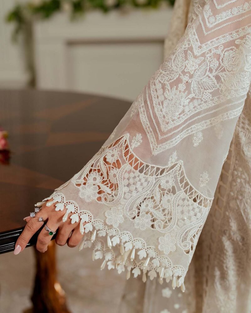 Baroque Embroidered Chiffon 3-Piece with Net Dupatta & Silk Trouser BQ324345 - Image 6