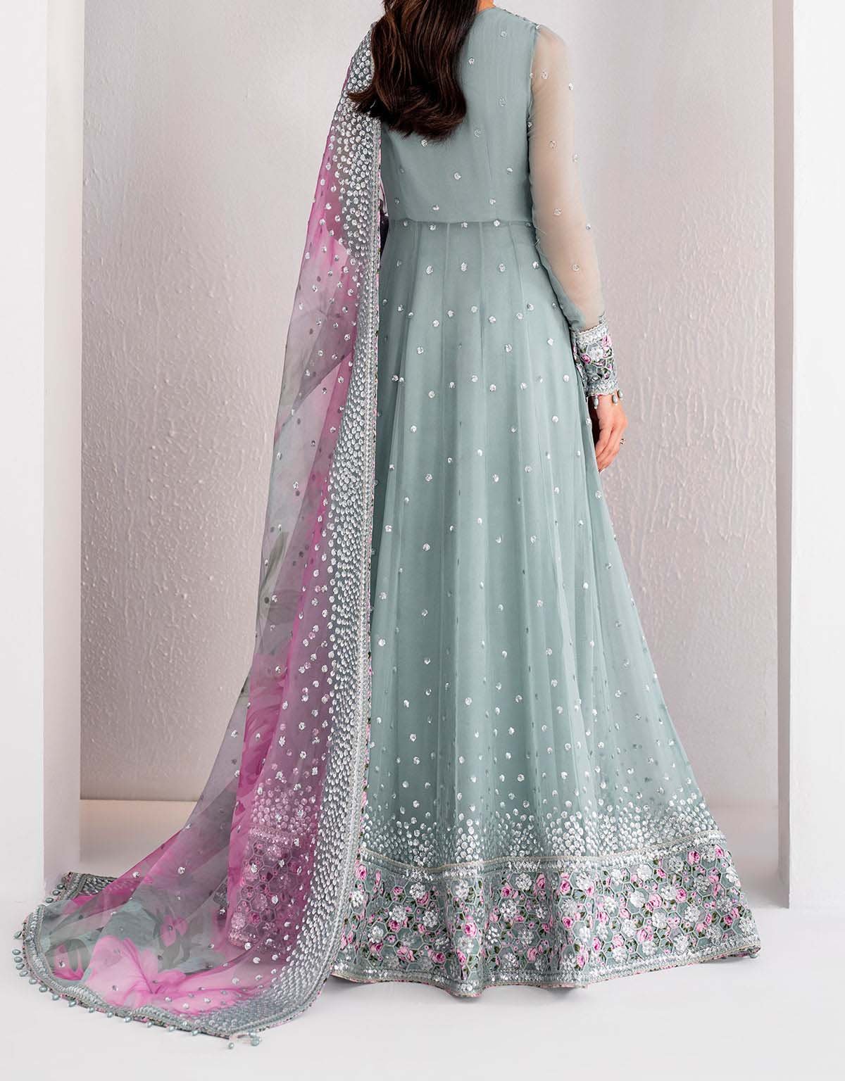 Jazmin 3-Pcs Elegant Luxe Edition Embroidered Chiffon Maxi with Net Dupatta JQ42213 - Image 3