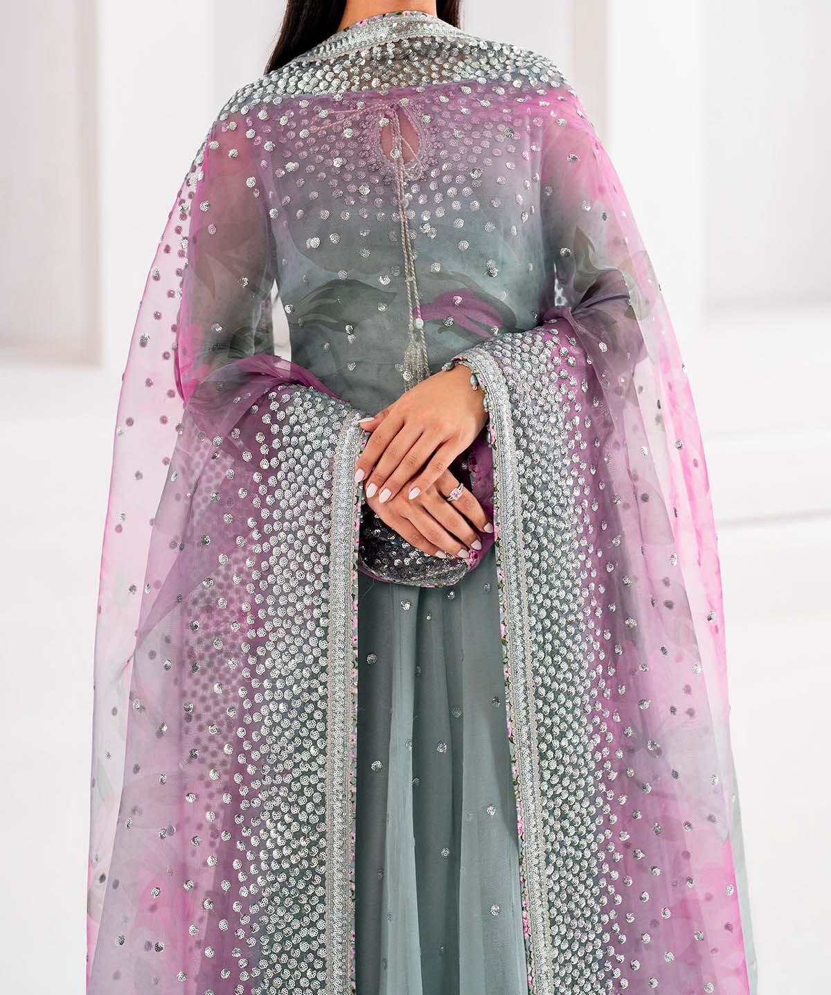 Jazmin 3-Pcs Elegant Luxe Edition Embroidered Chiffon Maxi with Net Dupatta JQ42213 - Image 4