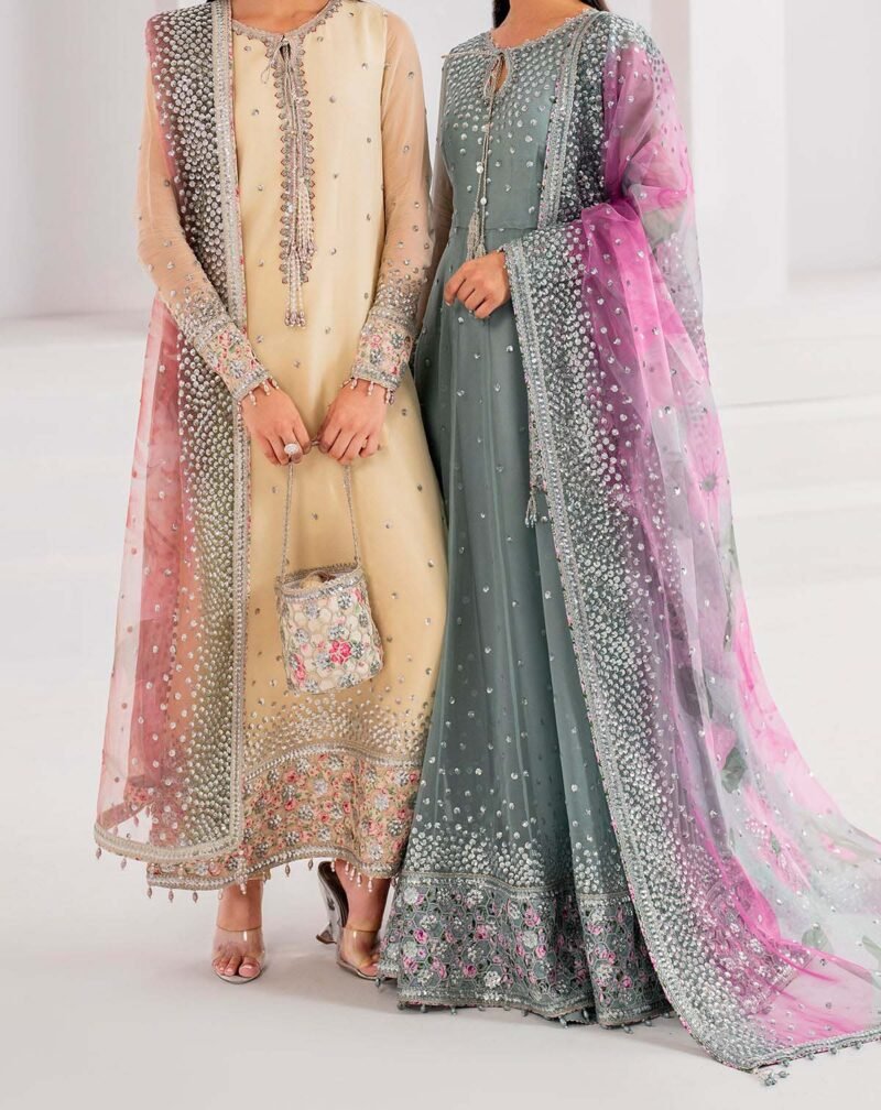 Jazmin 3-Pcs Elegant Luxe Edition Embroidered Chiffon Maxi with Net Dupatta JQ42213 - Image 5