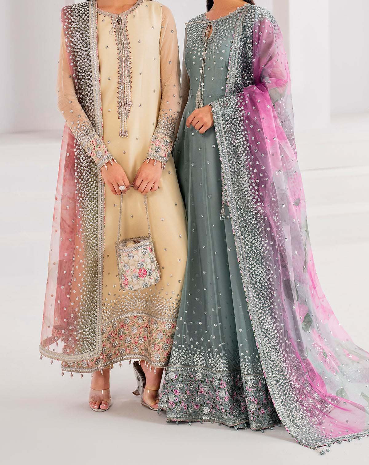 Jazmin 3-Pcs Elegant Luxe Edition Embroidered Chiffon Maxi with Net Dupatta JQ42213 - Image 5