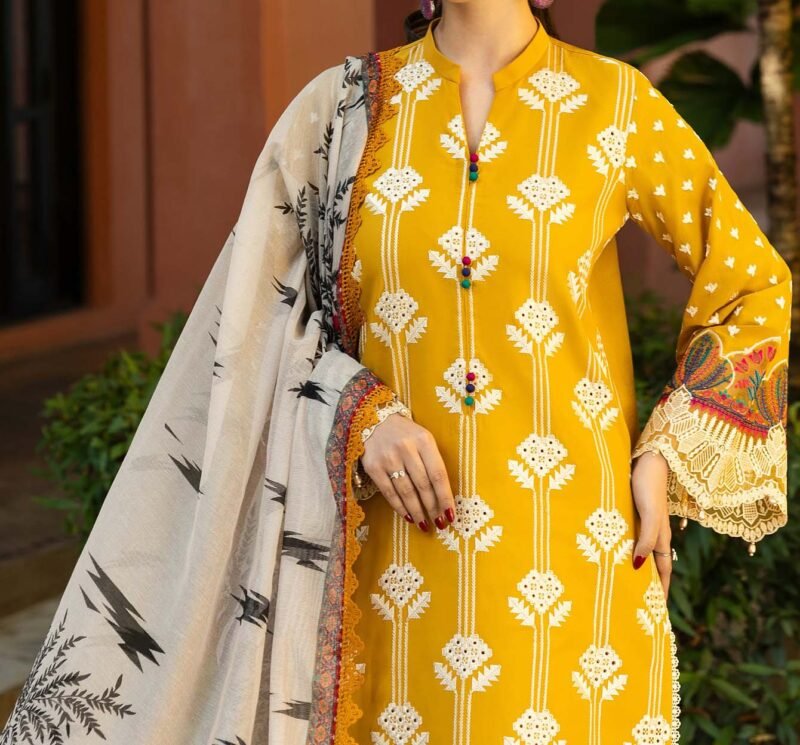 Zainab Chottani Unstitched Lawn Cotton Suit With KHAADI Net Dupatta ZC001 - Image 2