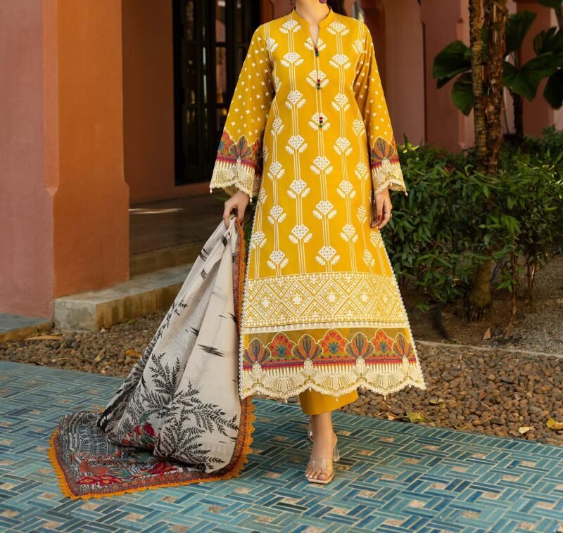 Zainab Chottani Unstitched Lawn Cotton Suit With KHAADI Net Dupatta ZC001
