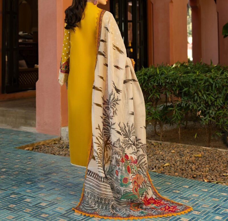 Zainab Chottani Unstitched Lawn Cotton Suit With KHAADI Net Dupatta ZC001 - Image 3