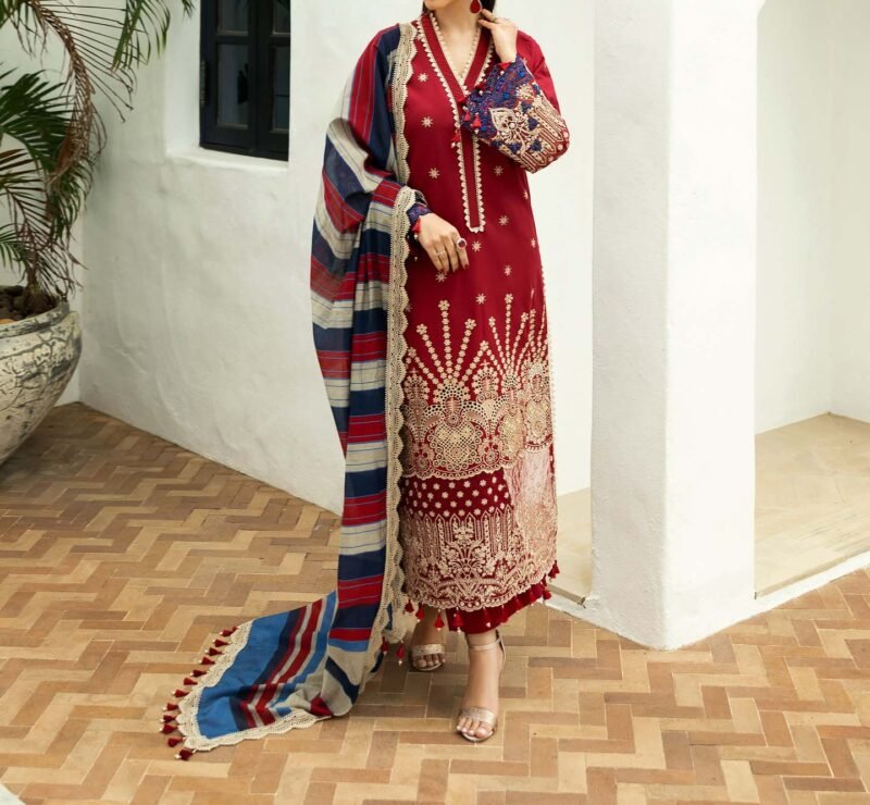 Zainab Chottani Unstitched 3-Pcs Chikankari Lawn Cotton with Khadi Net Dupatta ZC002