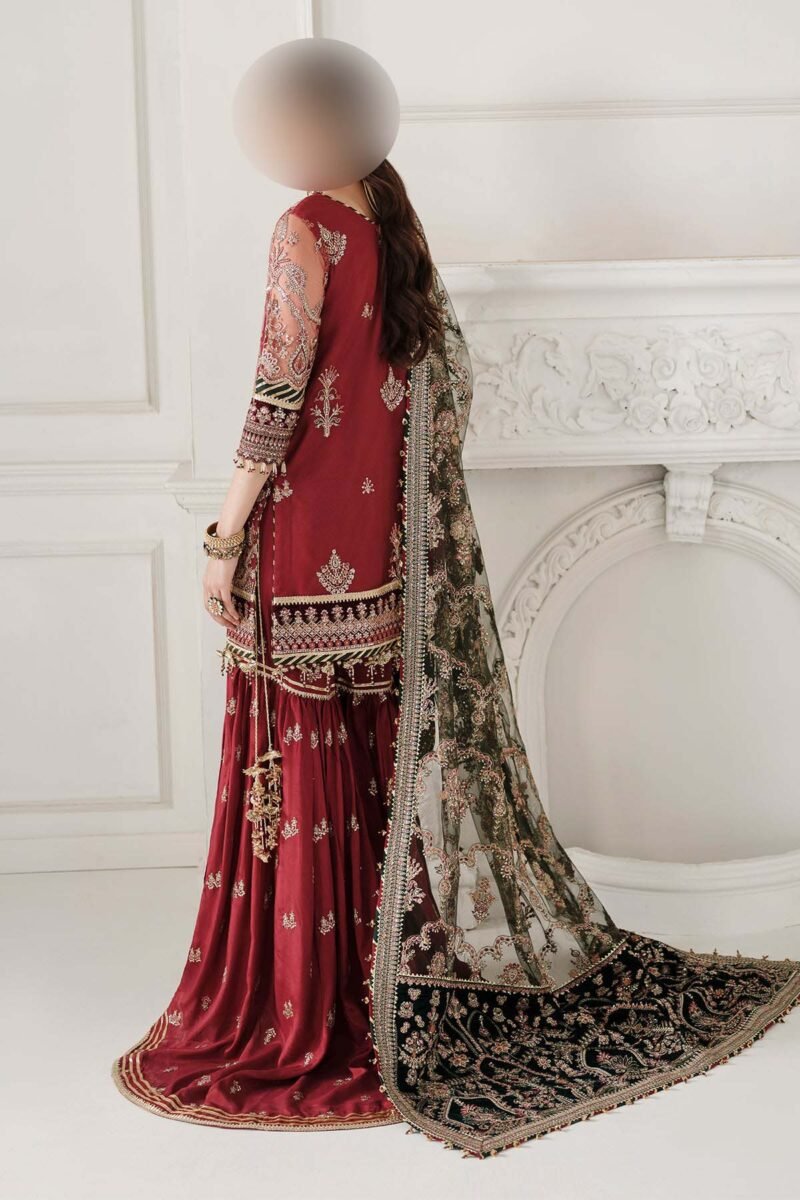 Baroque Embroidered Net 3-Piece with Heavy Spangle Work & Shamosh Silk Trouser BQ684653 - Image 3